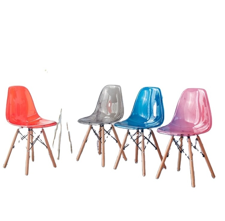 Modern Cheap Dinner Wood Legs Cadeira Sillas Plastic Chair Transparent Dinning Acrylic Chair