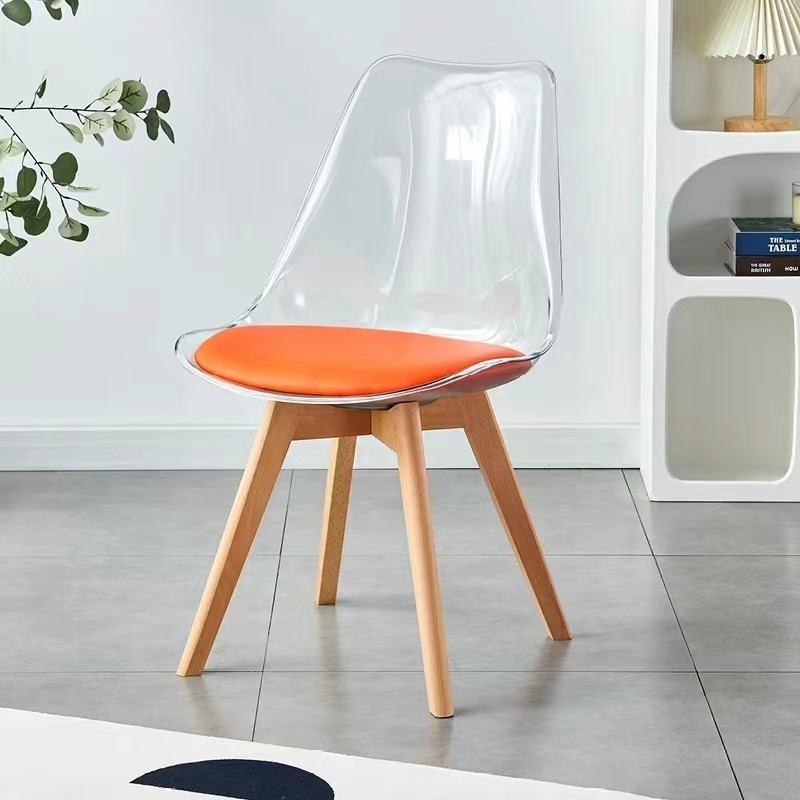 Transparent Modern Armless Black Cushion PET PC Plastic  Acrylic Dining Chair