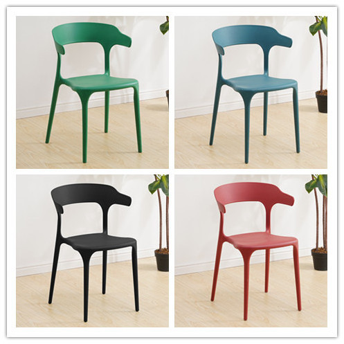 Bull horn chair backrest desk dining chair household plastic lazy person leisure simple thickened Nordic office chairs