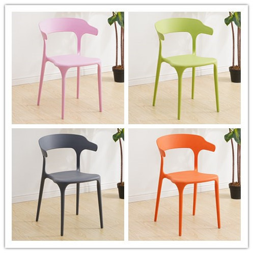 Bull horn chair backrest desk dining chair household plastic lazy person leisure simple thickened Nordic office chairs