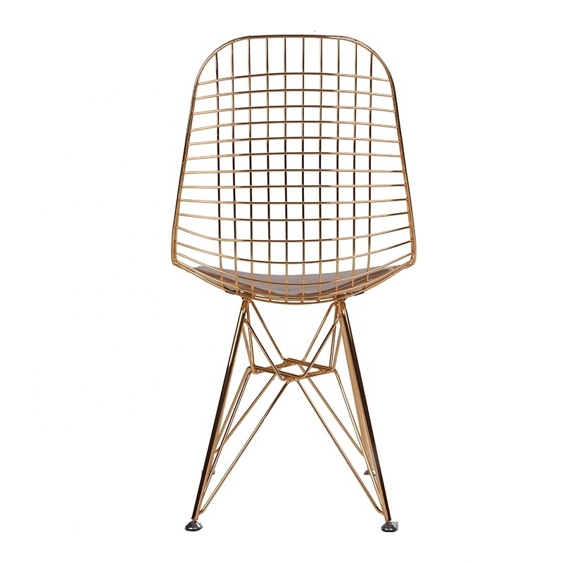 Free Sample Nordic Style Iron Steel Mesh Modern Outdoor Metal Wire Frame Chair Gold Metal Wire Chair