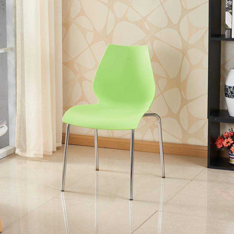 Wholesale Gourd  Outdoor Table and Chair White Plastic Backrest  Leisure Chair Visitor Plastic Chair With Metal Legs