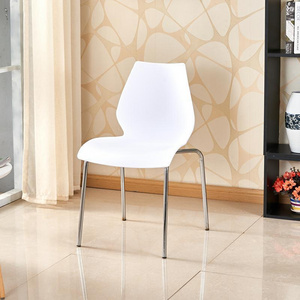 Wholesale Gourd  Outdoor Table and Chair White Plastic Backrest  Leisure Chair Visitor Plastic Chair With Metal Legs