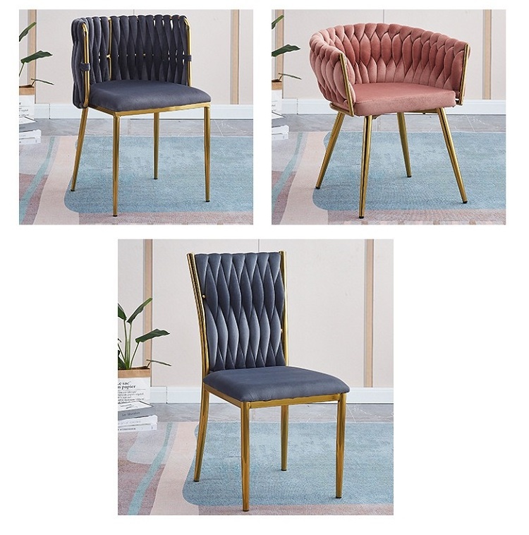 Modern Nordic Luxury Home Furniture Green Gold Stainless Steel Leg Velvet Fabric Lounge Bubble Leisure Dining Chairs