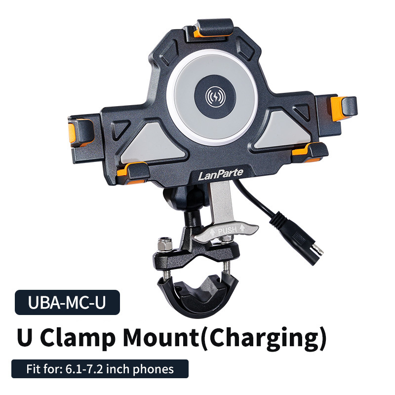 Adjustable U-bolt Clamp Secure Lock Fast Charging Mobile Phone Charger Motorcycle Wireless Charging Phone Holder