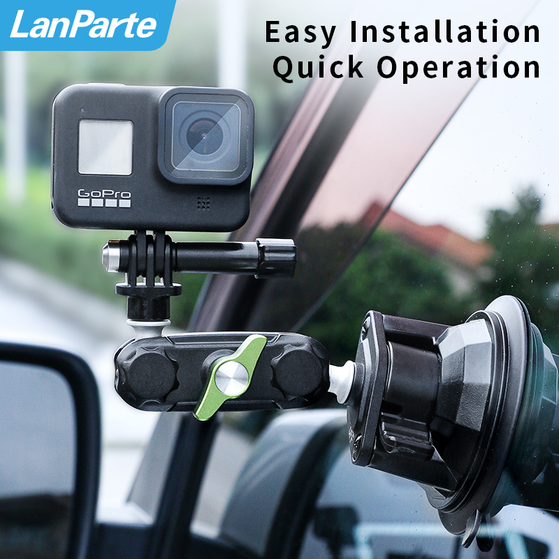 LanParte universal action camera holder phone mount 360 rotation degree suction cup car holder aluminum alloy car phone holder