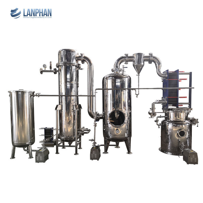 triple effect thin film evaporator vacuum thermal  oil extraction machine ethanol vacuum rising film evaporator machine