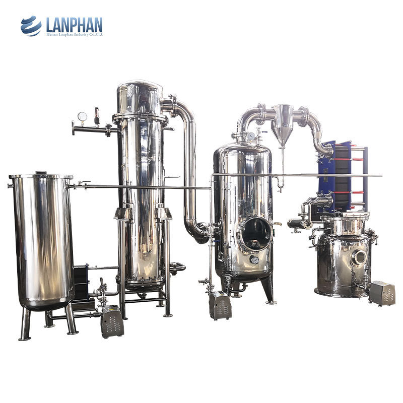 triple effect thin film evaporator vacuum thermal  oil extraction machine ethanol vacuum rising film evaporator machine