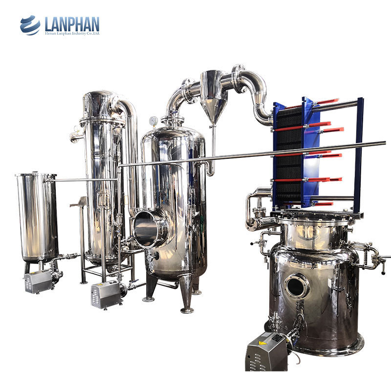 triple effect thin film evaporator vacuum thermal  oil extraction machine ethanol vacuum rising film evaporator machine