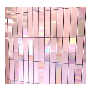 glazed porcelain tile 65*265mm Rainbow glass Subway Pink Ceramic  Wall Tile For bathroom Kitchen Restaurant  Hotel tile