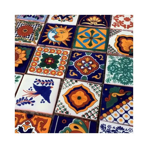 Factory custom Assorted Mexican Vintage Ceramic 4x4 inch Hand Made Tiles Wall decoration