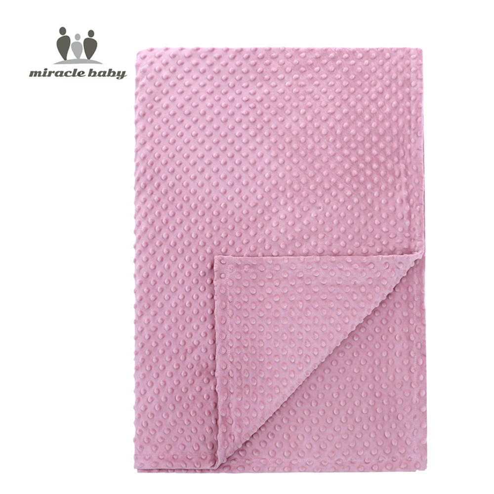 Minky Baby Blanket Super Soft Double Layer minky dot baby blanket Solid Color Receiving Blankets Appease Newborn Swaddle Wrap