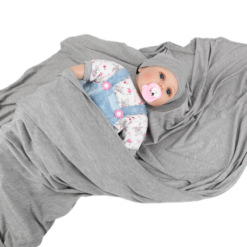 Receiving Blanket with Hat Newborn Baby Solid color Baby Shower Swaddle Gift - 120*120cm