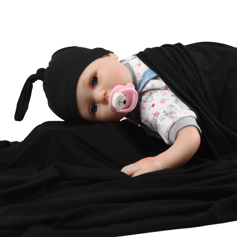 Receiving Blanket with Hat Newborn Baby Solid color Baby Shower Swaddle Gift - 120*120cm