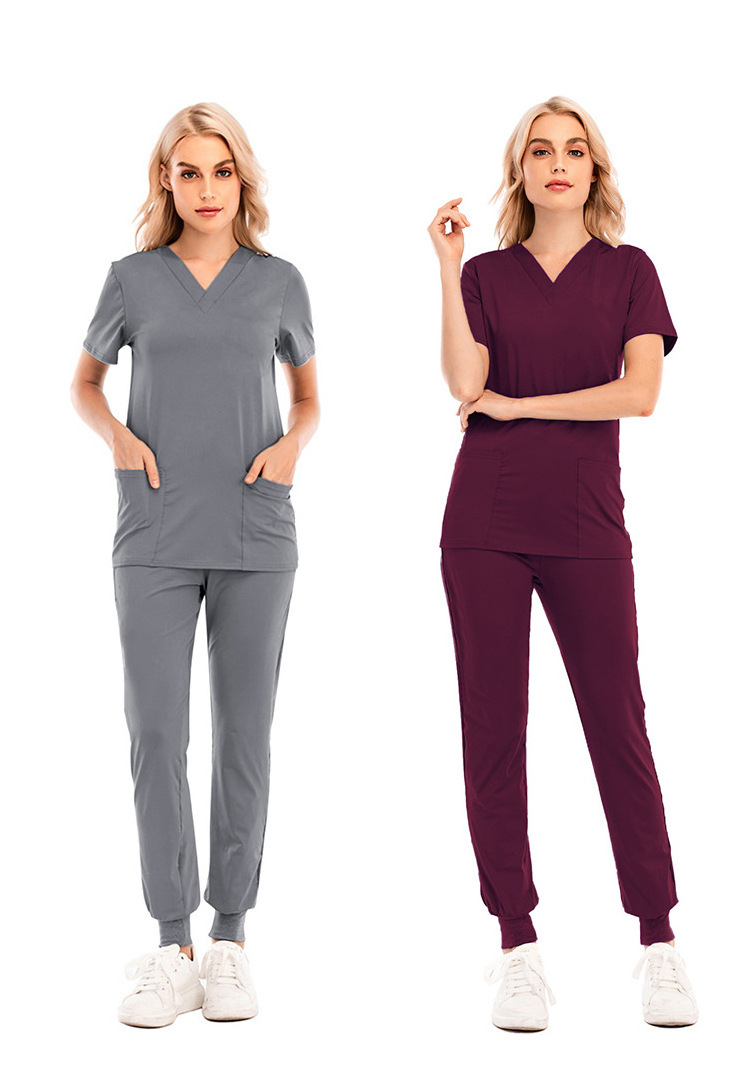 USA Women Nursing Scrub  Hospital Sets Reusable Stretchy Beautician Scrubs Uniforms Jogger Pant  Nurse Uniform Medical Scrubs