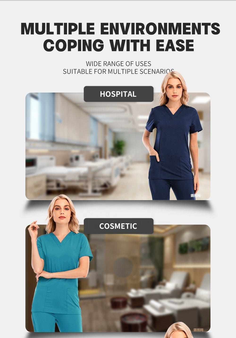 Wholesale Hospital Spandex Nurses Scrubs Sets Uniform Unisex Spa Uniform Custom Scrubs With Logo