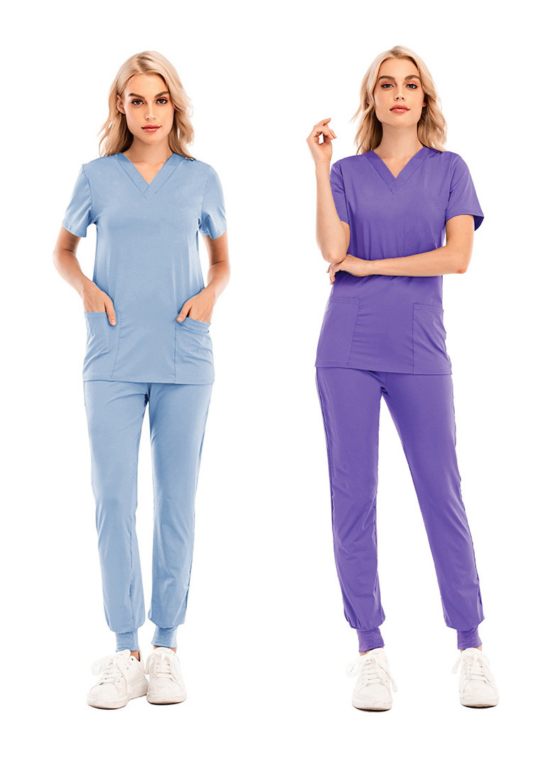 USA Women Nursing Scrub  Hospital Sets Reusable Stretchy Beautician Scrubs Uniforms Jogger Pant  Nurse Uniform Medical Scrubs