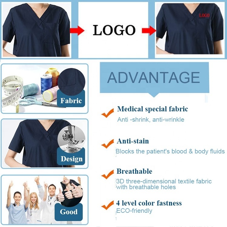 Wholesale Hospital Spandex Nurses Scrubs Sets Uniform Unisex Spa Uniform Custom Scrubs With Logo