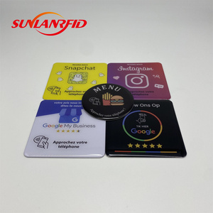 SUNLAN Customized Logo Printing 100MM 25MM NFC Tag NFC Social Media Phone Tags Waterproof Epoxy Google Review 13.56mhz rfid card