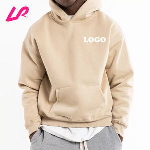 OEM Custom Logo 400GSM Cotton Men Heavyweight Hoodie Wholesale Plain Blank Hooded Sweatshirt Printed Oversize Pullover Hoodies