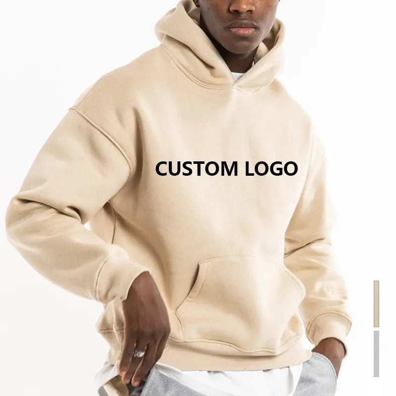 OEM Custom Logo 400GSM Cotton Men Heavyweight Hoodie Wholesale Plain Blank Hooded Sweatshirt Printed Oversize Pullover Hoodies