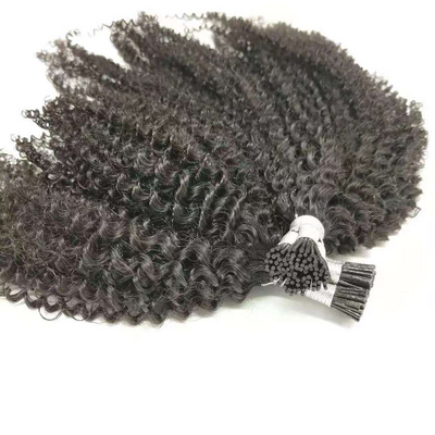 High Quality Cuticle Aligned K Tip Hair Extensions Afro Curly Virgin Brazilian Human Hair I Tip Human Hair Extension