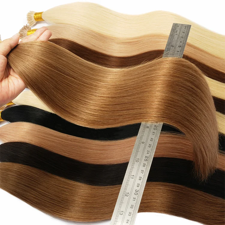 Wholesale  Russian itip human hair extensions keratin micro link raw virgin hair pre bonded i tip hair extensions