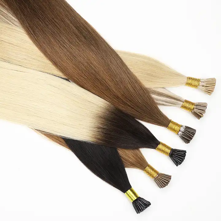 Wholesale  Russian itip human hair extensions keratin micro link raw virgin hair pre bonded i tip hair extensions