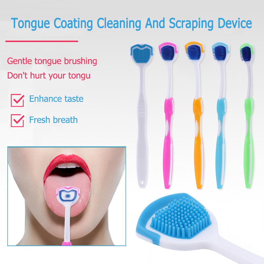 Multifunctional Tongue Cleaner Cheap Tongue Coating Cleaning Brush Food Grade Silicone Tongue Scraper