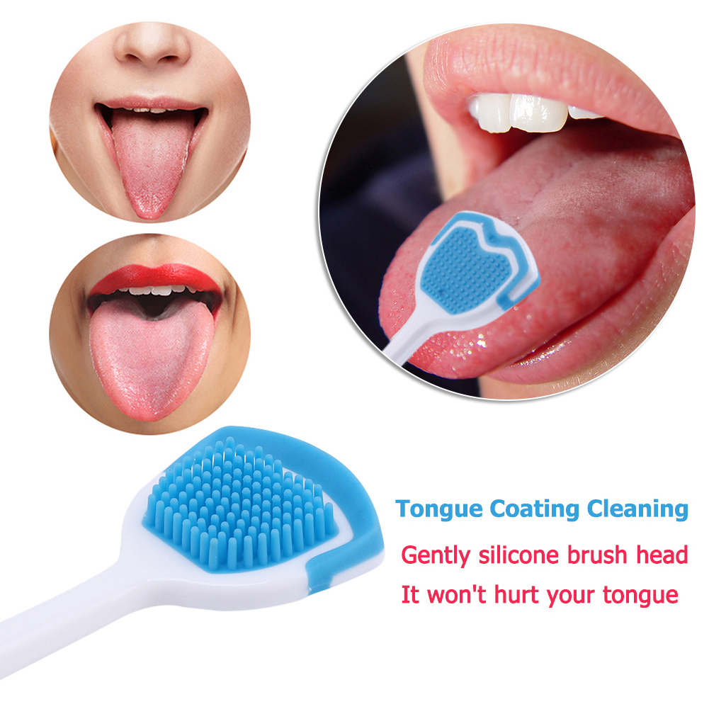 Multifunctional Tongue Cleaner Cheap Tongue Coating Cleaning Brush Food Grade Silicone Tongue Scraper