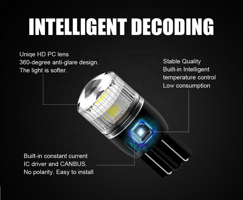 LANSEKO latest T10 led car bulbs super bright canbus T10 W5W 194 250LM 3W led bulbs for car