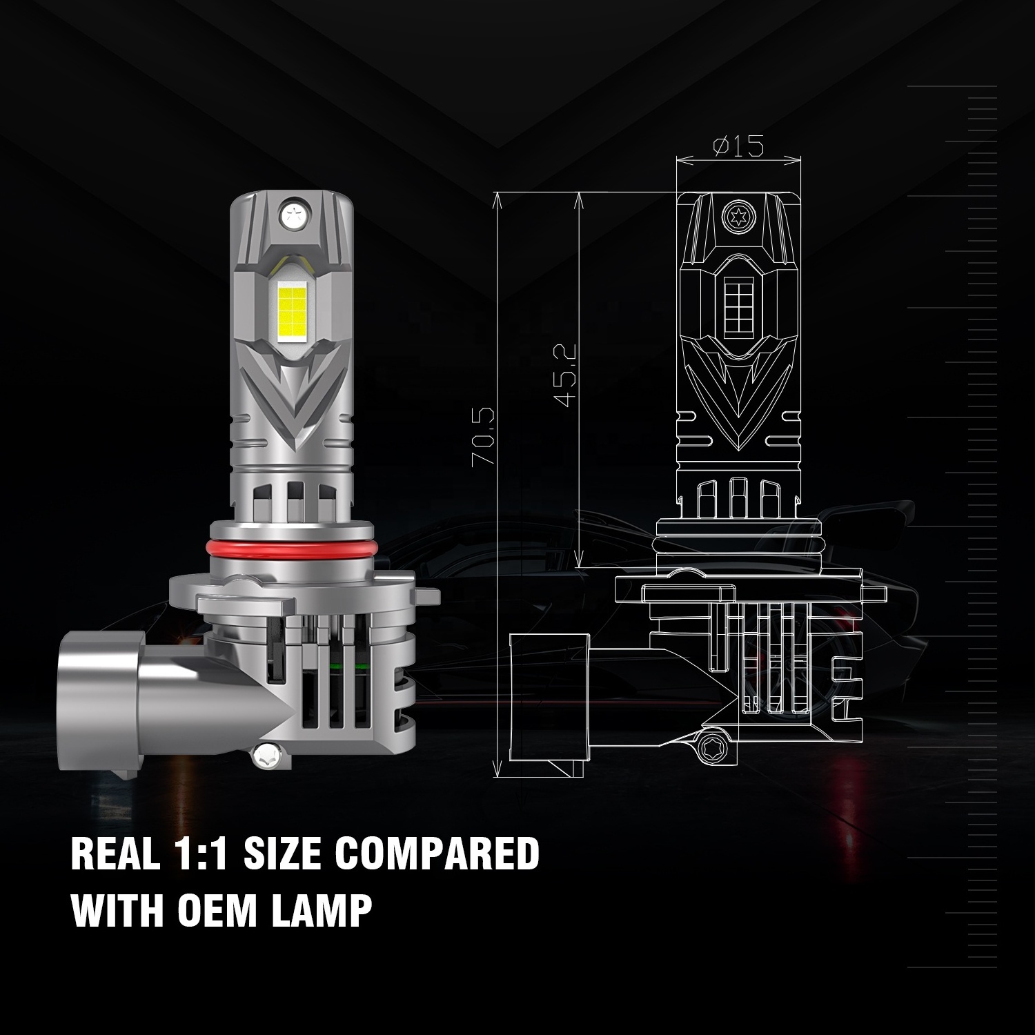 E4S 1:1 halogen size car led headlight bulbs 7535 led chips 40W 8000LM H1 H3 H4 H7 H8 H11 9005 9006