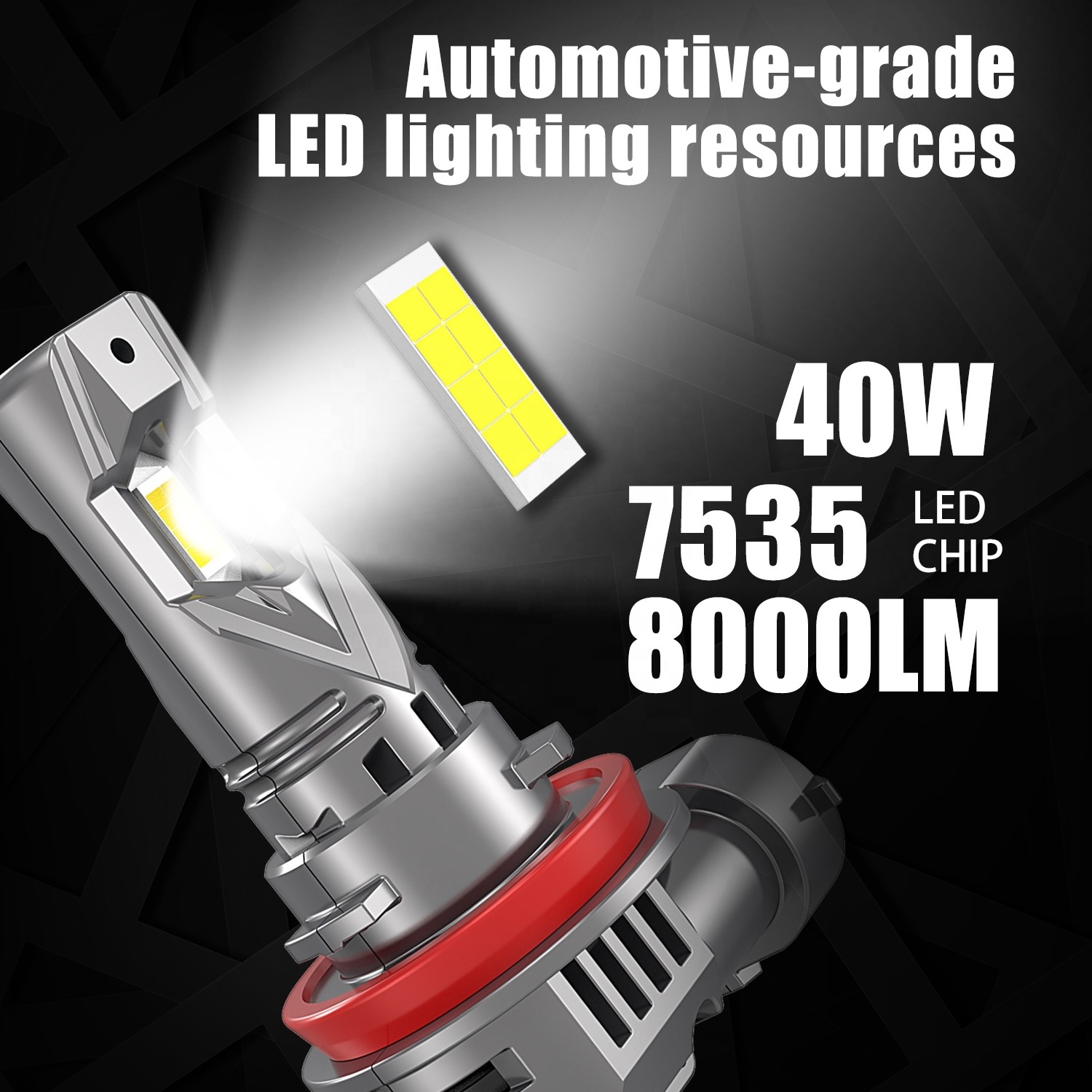 E4S 1:1 halogen size car led headlight bulbs 7535 led chips 40W 8000LM H1 H3 H4 H7 H8 H11 9005 9006