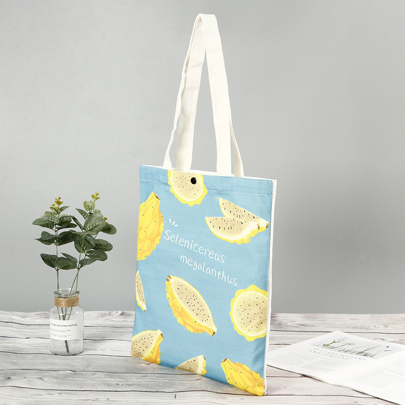 Summer style Fruit Printed Sail cotton canvas tote bag custom color size and logo