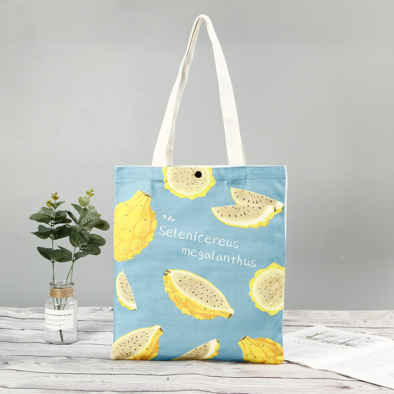 Summer style Fruit Printed Sail cotton canvas tote bag custom color size and logo