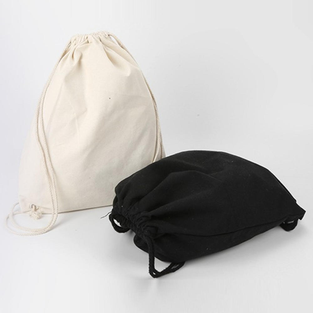 Low MOQ Customised Gift Cotton Cloth Drawstring Backpack Drawstring Canvas Backpack With Logo