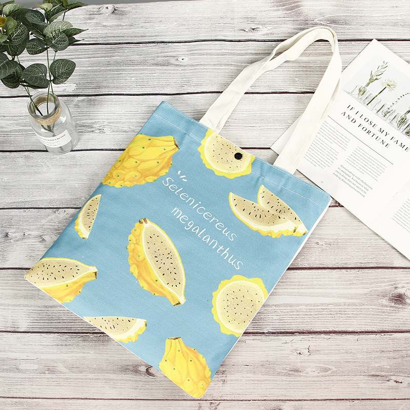 Summer style Fruit Printed Sail cotton canvas tote bag custom color size and logo