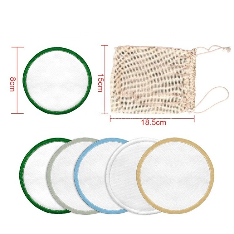 Amazon Hot Selling Reusable Bamboo Cotton Make up Remover Pads Cotton Makeup Rounds Reusable Facial Cleaning Pad