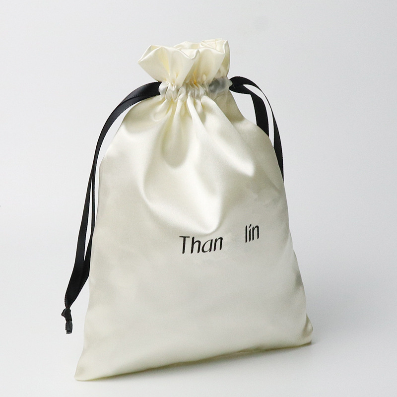 Custom silk hair packaging bags satin wig hair bundles storage bag with logo for wigs storage bag