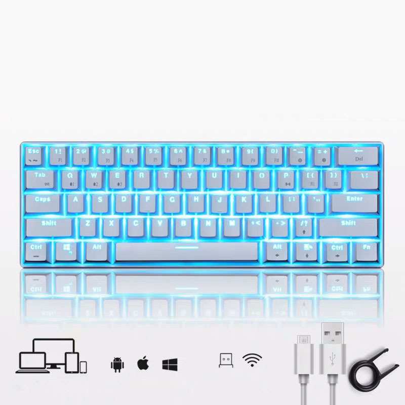 tri mode RGB light 60% compact mini mechanical keyboard RK61 61keys wireless wired gaming keyboard brown red blue switch