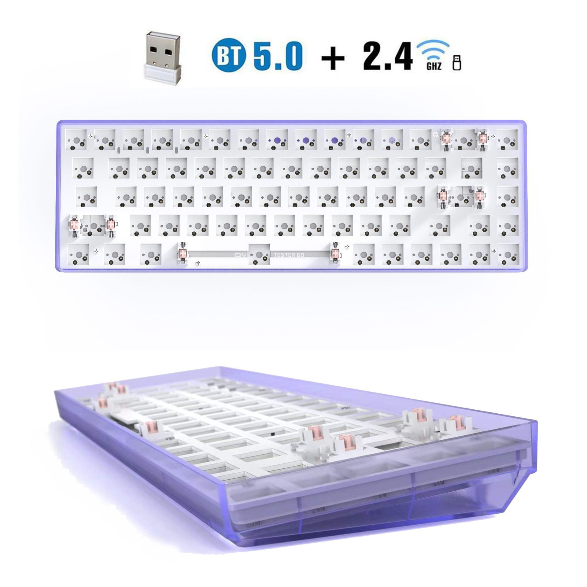 Dual mode CIY Tester 68 Hot Swappable CIY68 Tester68 Mechanical Keyboard Switch Tester 2.4G bt 5.0 DIY keyboard kit