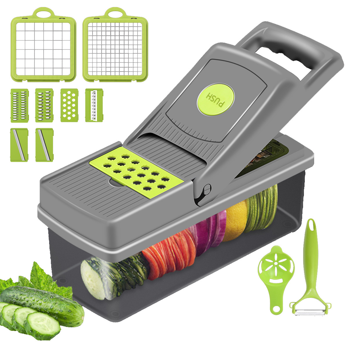 15 in 1 Multifunctional Fruit Vegetable Products Tool Stainless Steel Vegetable Cutter Veggie Chopper