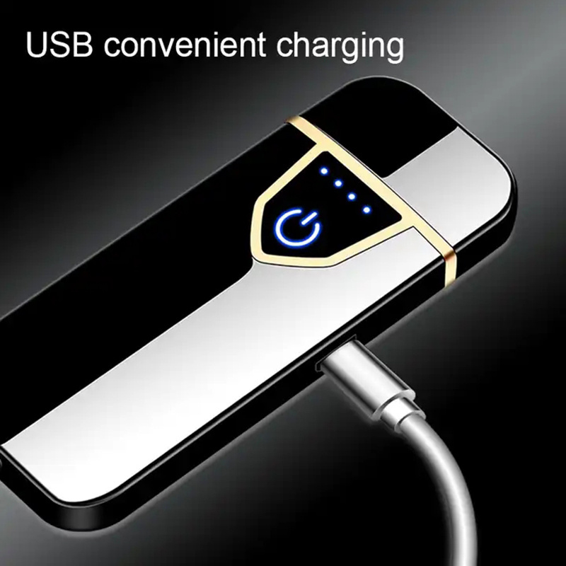 Windproof Flameless Touch Induction USB Cigarette Lighter Gadget Gift Rechargeable Electric Lighter