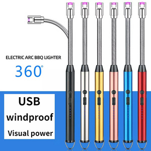 Windproof USB Charging Candle Lighter, Extended Gas Stove Igniter, Rechargeable Electric Arc Household Ignition Lighter,