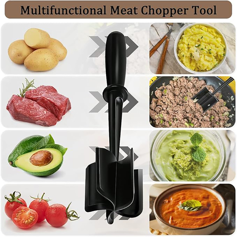 Kitchen Meat Chopper Ground Beef Masher Utensil Heat Resistant Non-Stick Hamburger Chopper Potato Masher Tool Kitchen Gadgets