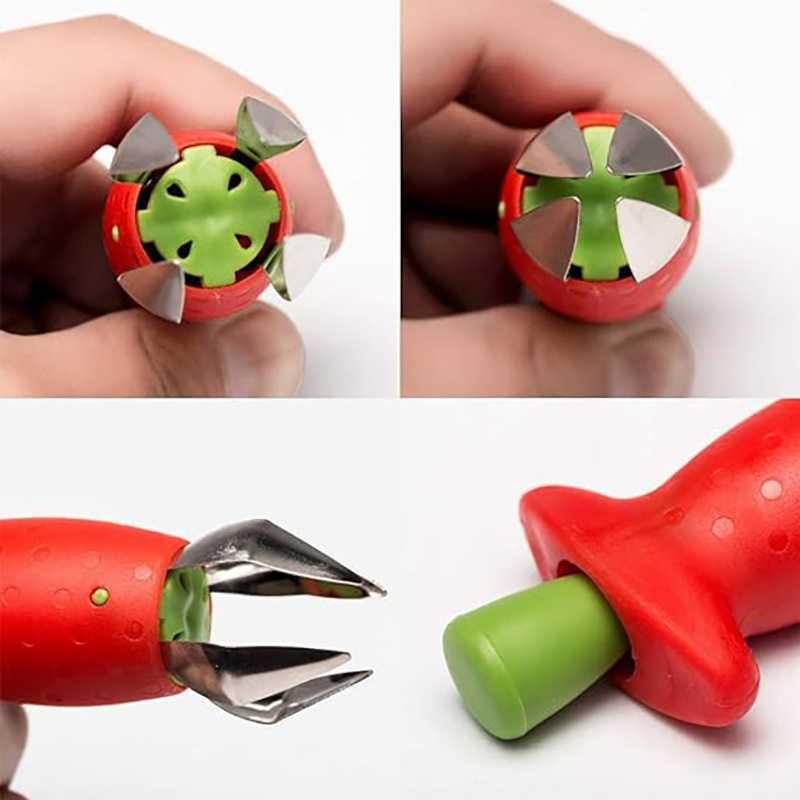 Strawberry Huller Fruit Slicer Set Fruit Peeling Tool Kitchen Gadgets Corer Easy for Remove Strawberry Tomatoes and Stem Tool