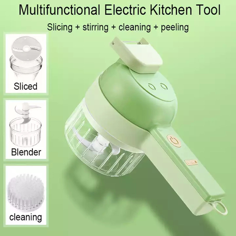 Smart Gadgets Electric Slicer Kitchen Chopper hand held food processor Portable 4 in 1 handheld electric vegetable cutter set