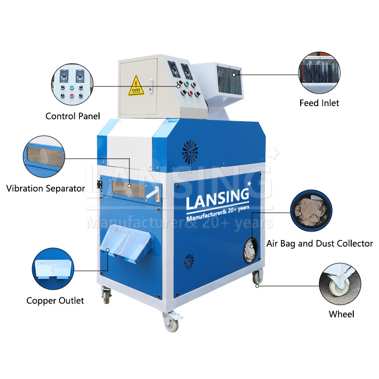 Lansing Automatic Scrap Copper Wire Cable Granulator Mini Copper Granulator Machine Cable Wire Recycling Machine For Sale