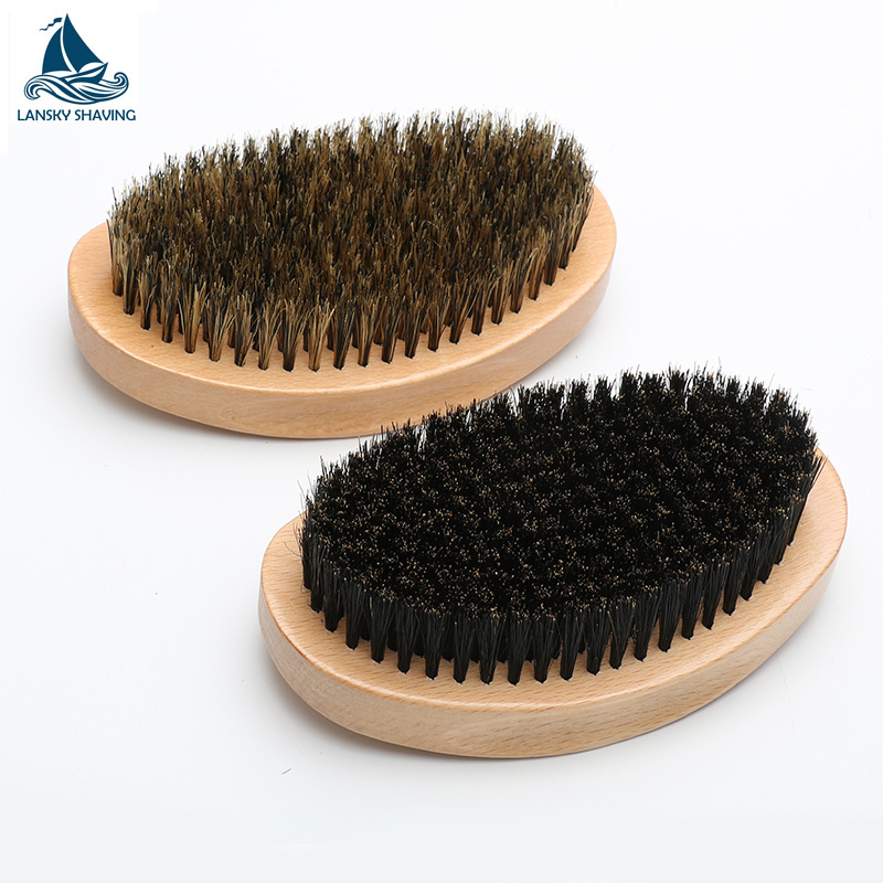 wholesale eco-friendly curve wooden barber facial cleaning sisal synthetic shaving beard brush