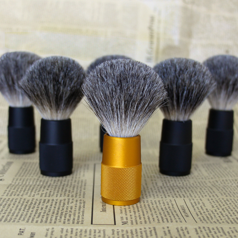 OEM custom logo 20-30mm badger hair knots metal handle vegan mens shaving brush for men grooming